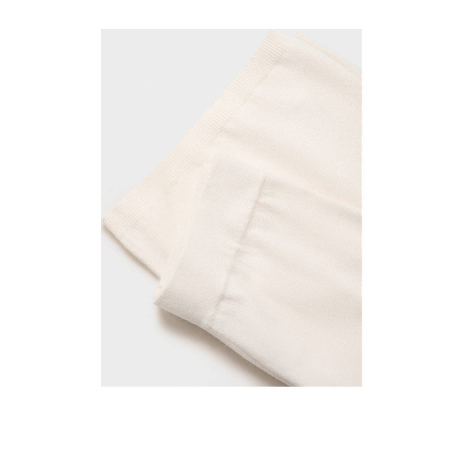 Mango wide leg high waist broek ecru fijn gebreid