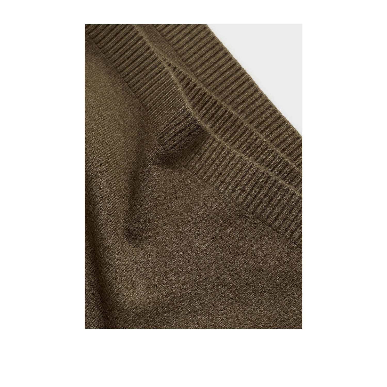 Mango wide leg high waist broek kaki fijn gebreid