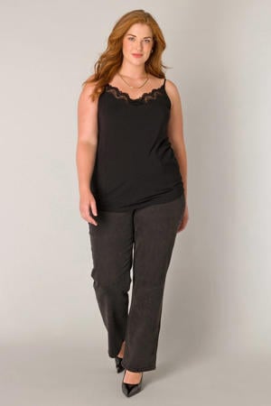 singlet met kant zwart