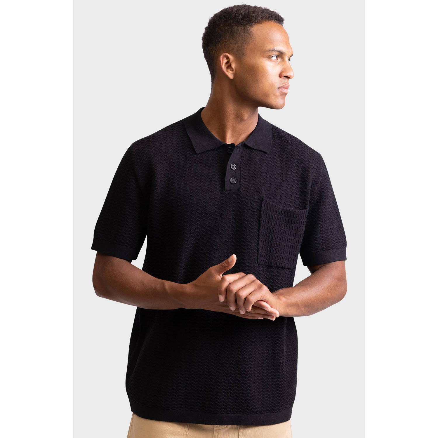 Redefined Rebel polo gebreid zwart