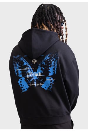 sweatvest RRBlaise met backprint zwart