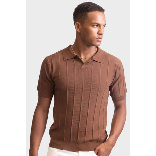 Redefined Rebel regular polo met ingebreid patroon bruin afbeelding
