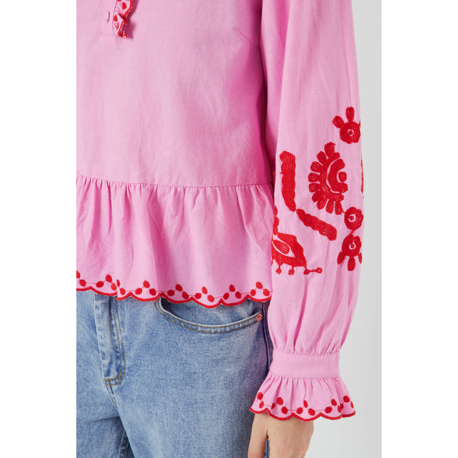 Y.A.S blousetop roze broderie