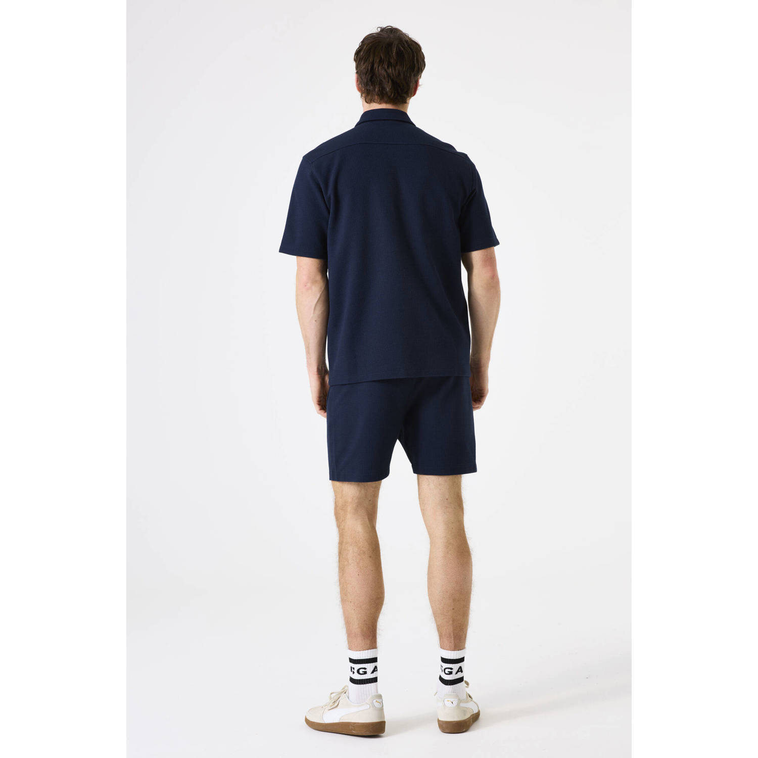 Garcia casual overhemd met textuur donkerblauw