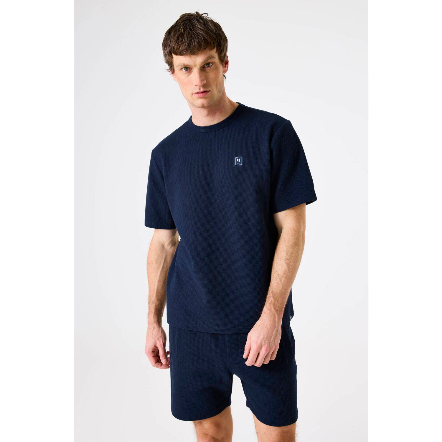 Garcia T-shirt met textuur donkerblauw