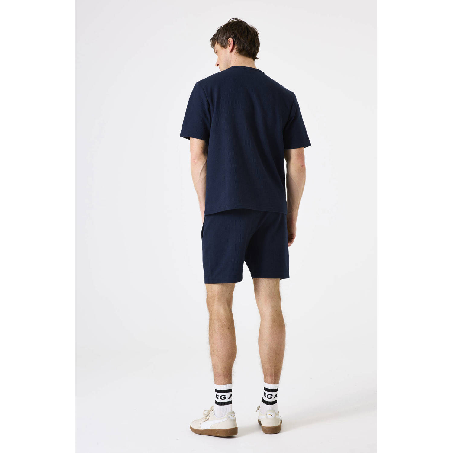 Garcia T-shirt met textuur donkerblauw