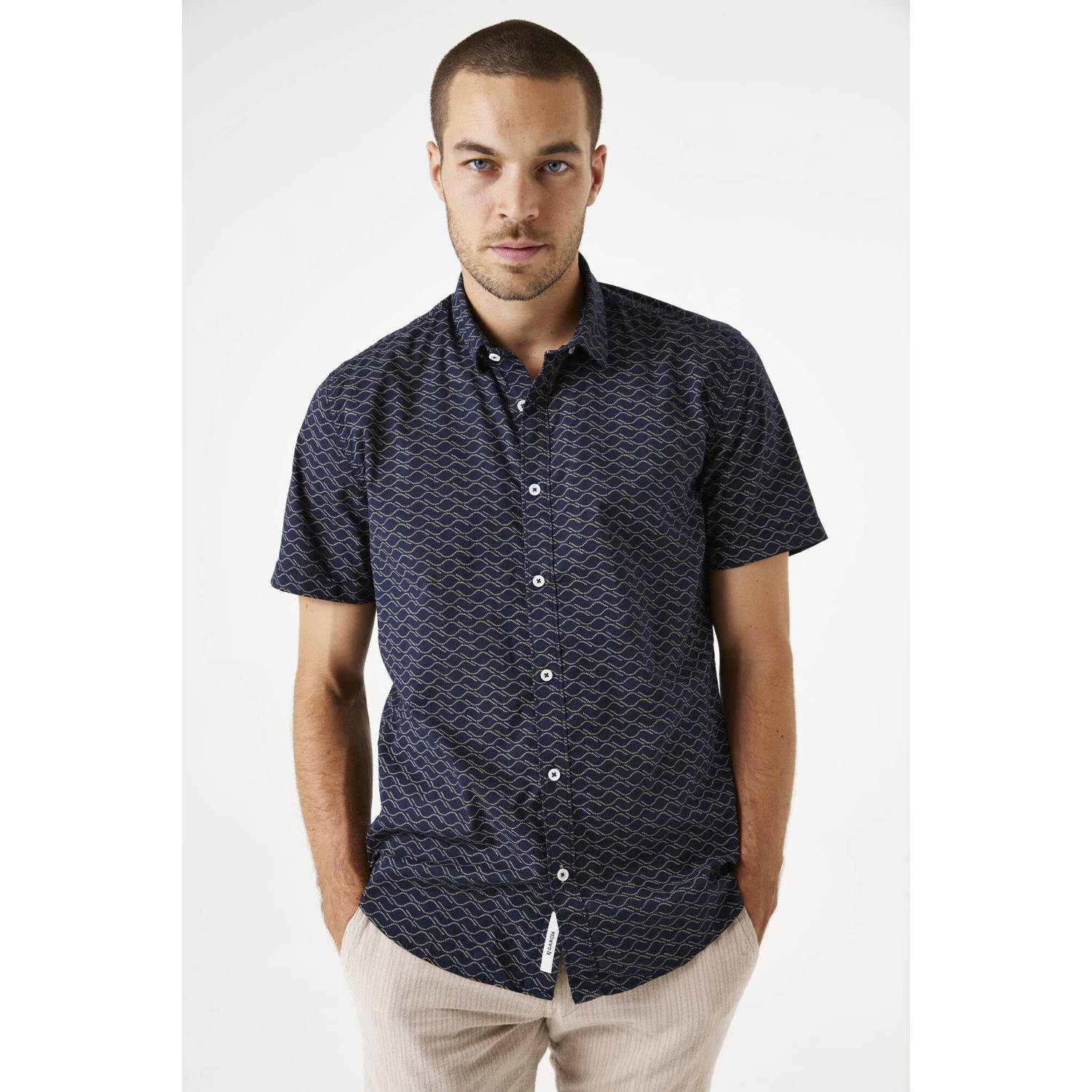 Garcia casual overhemd donkerblauw