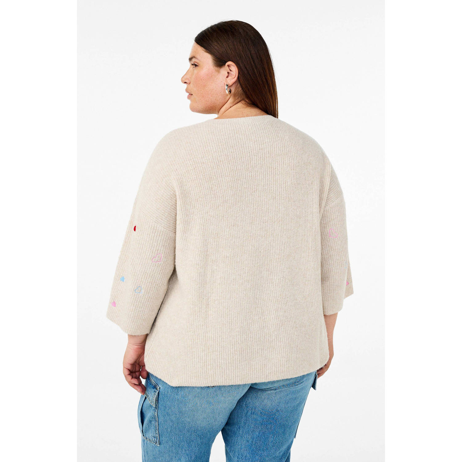 Zizzi trui beige rib gebreid