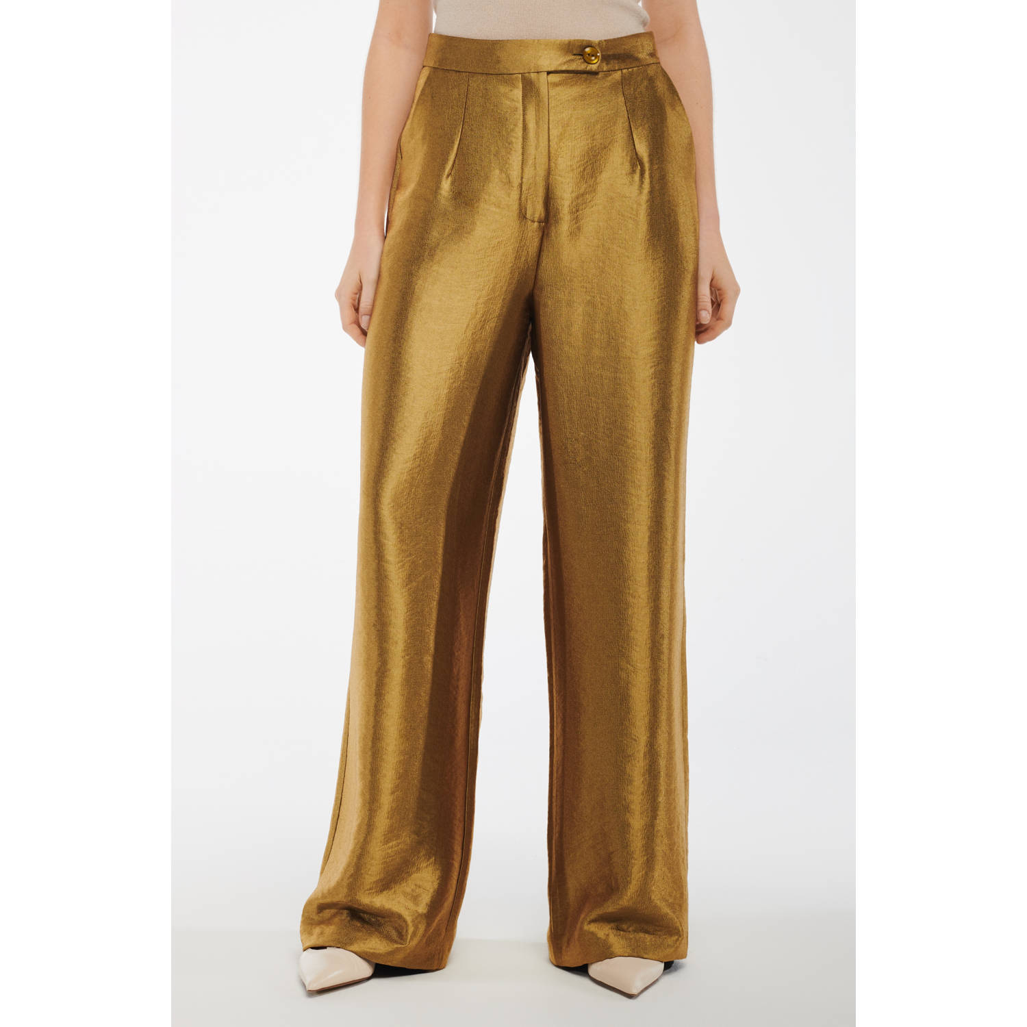 Studio AR by ARMA wide leg high waist broek olijfgroen