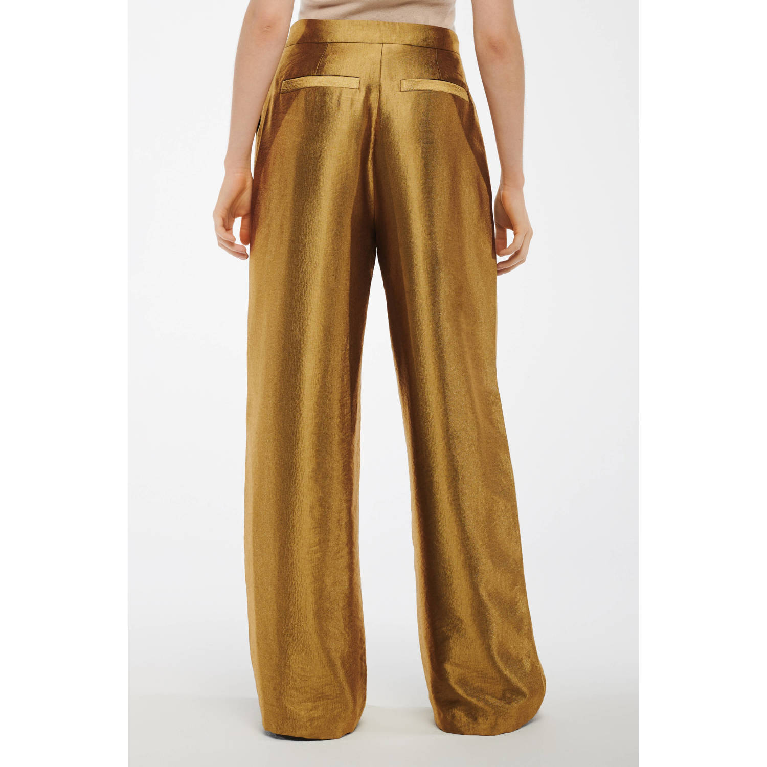 Studio AR by ARMA wide leg high waist broek olijfgroen