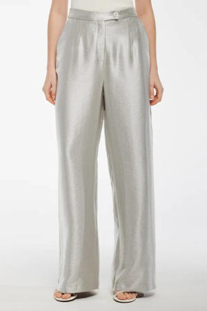 wide leg high waist broek zilver