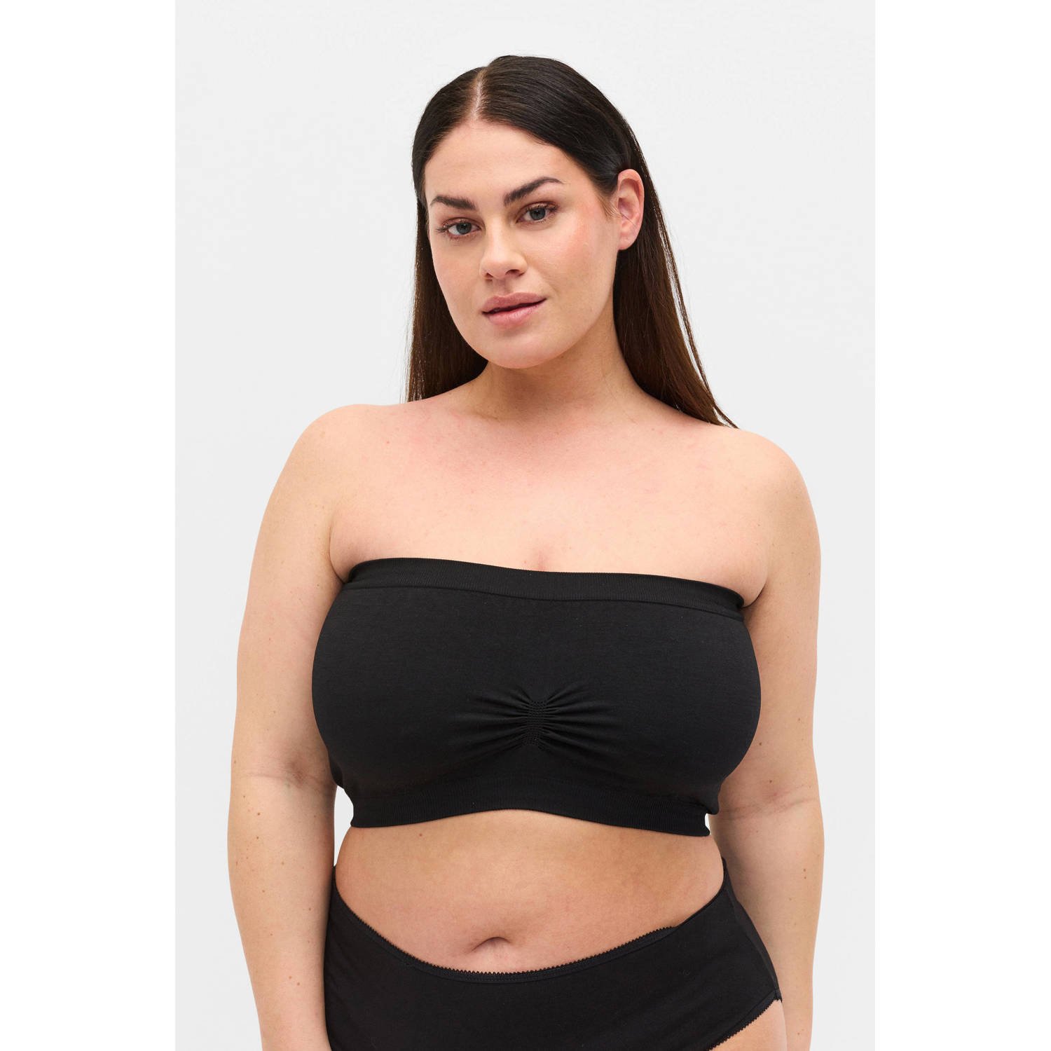 Zizzi niet-voorgevormde bandeau top LCHARLI zwart
