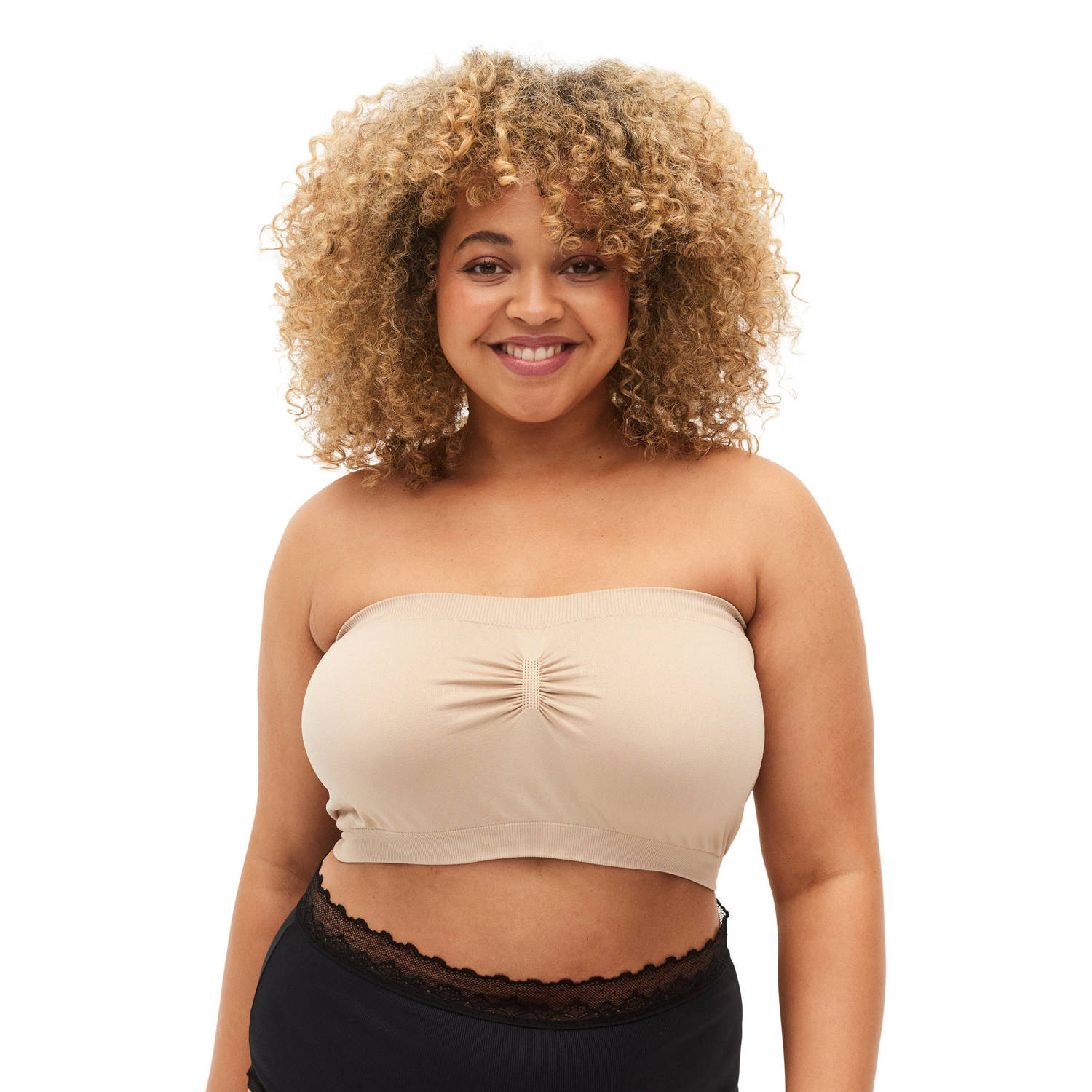 Zizzi niet-voorgevormde bandeau top LCHARLI beige
