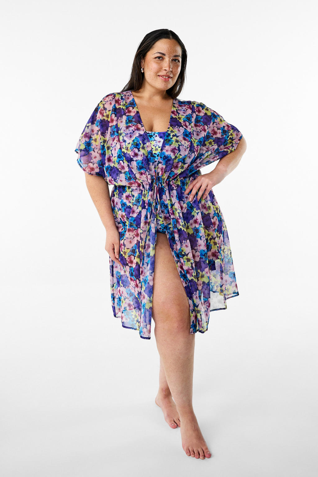 Zizzi strandtuniek SHUSI paars/roze/turquoise