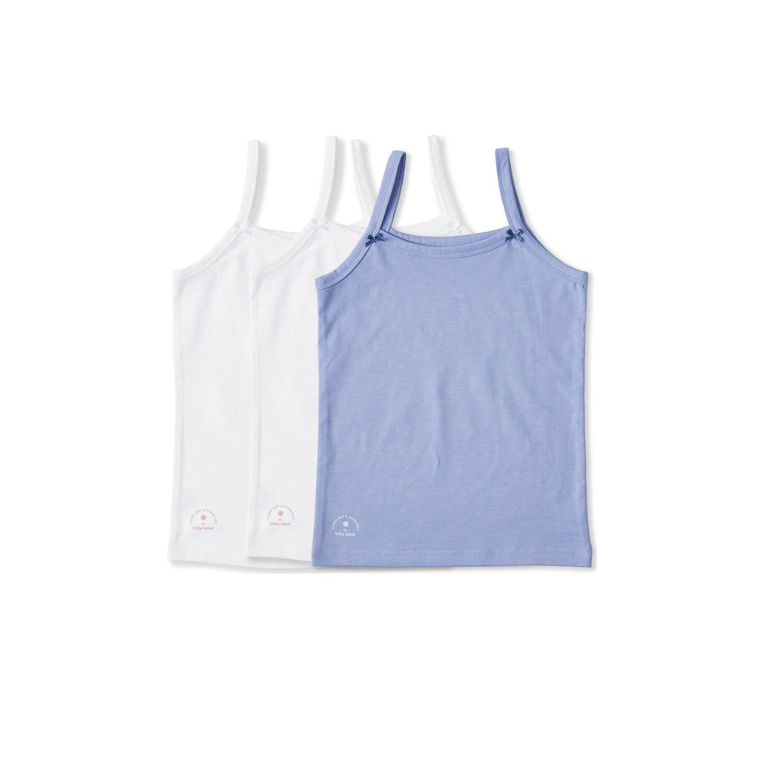 Little Label hemd set van 3 wit blauw