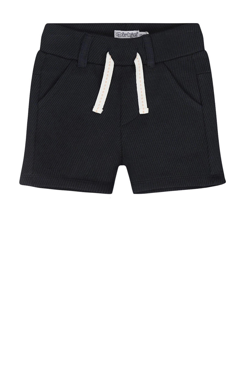Donkerblauwe jongens Dirkje sweatshort van katoen met elastische tailleband met koord en effen