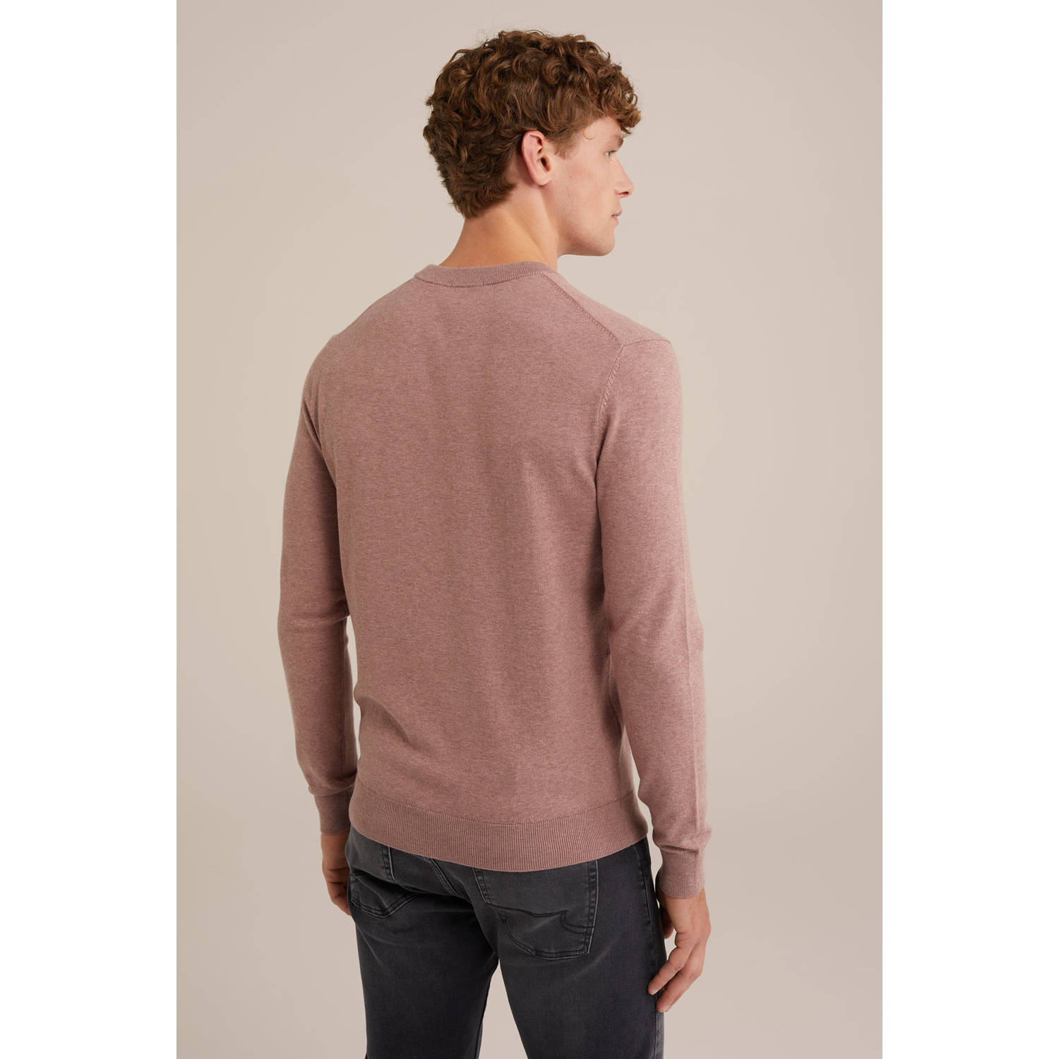 WE Fashion WE Fundamentals trui oudroze fijn gebreid