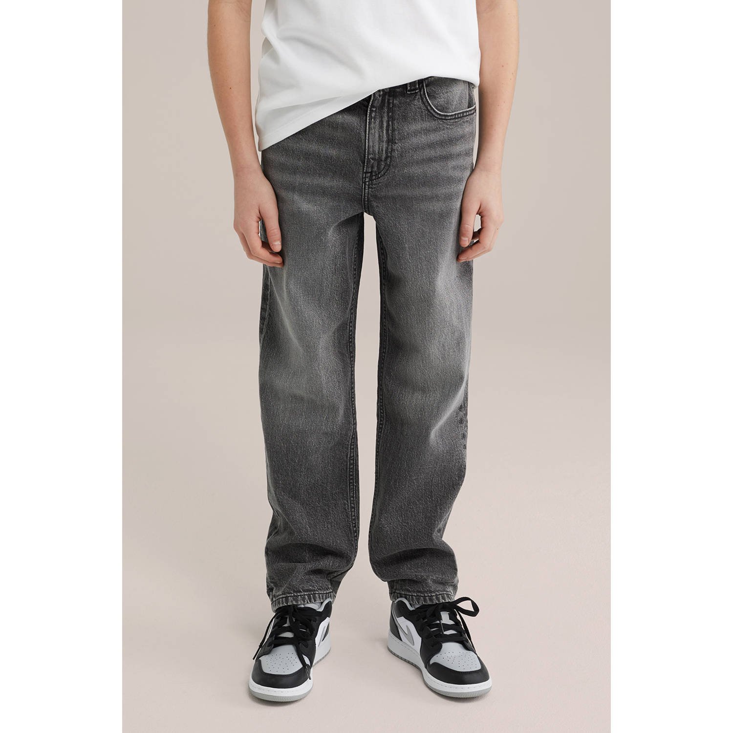 WE Fashion waist loose fit jeans grey denim