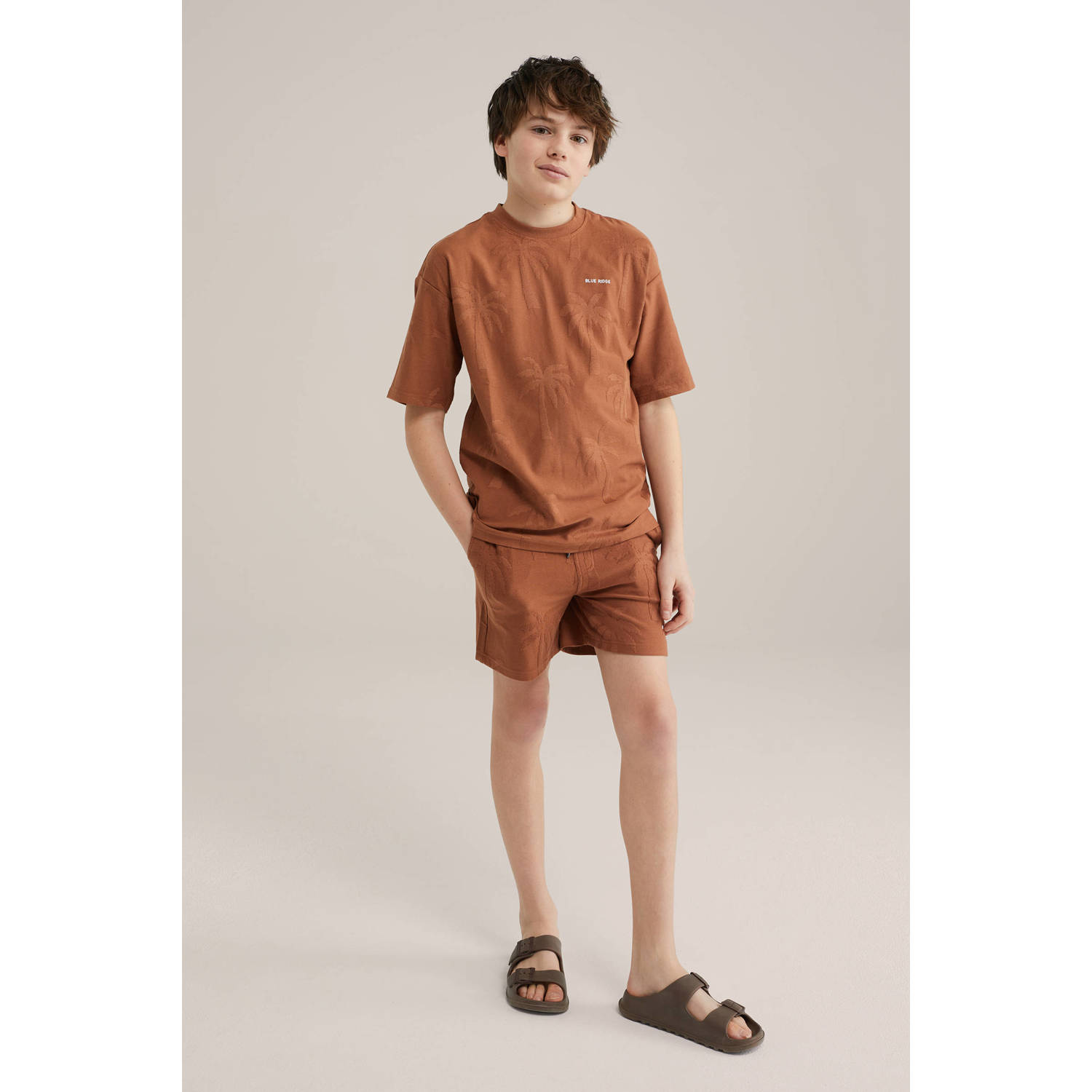WE Fashion Blue Ridge sweatshort roodbruin