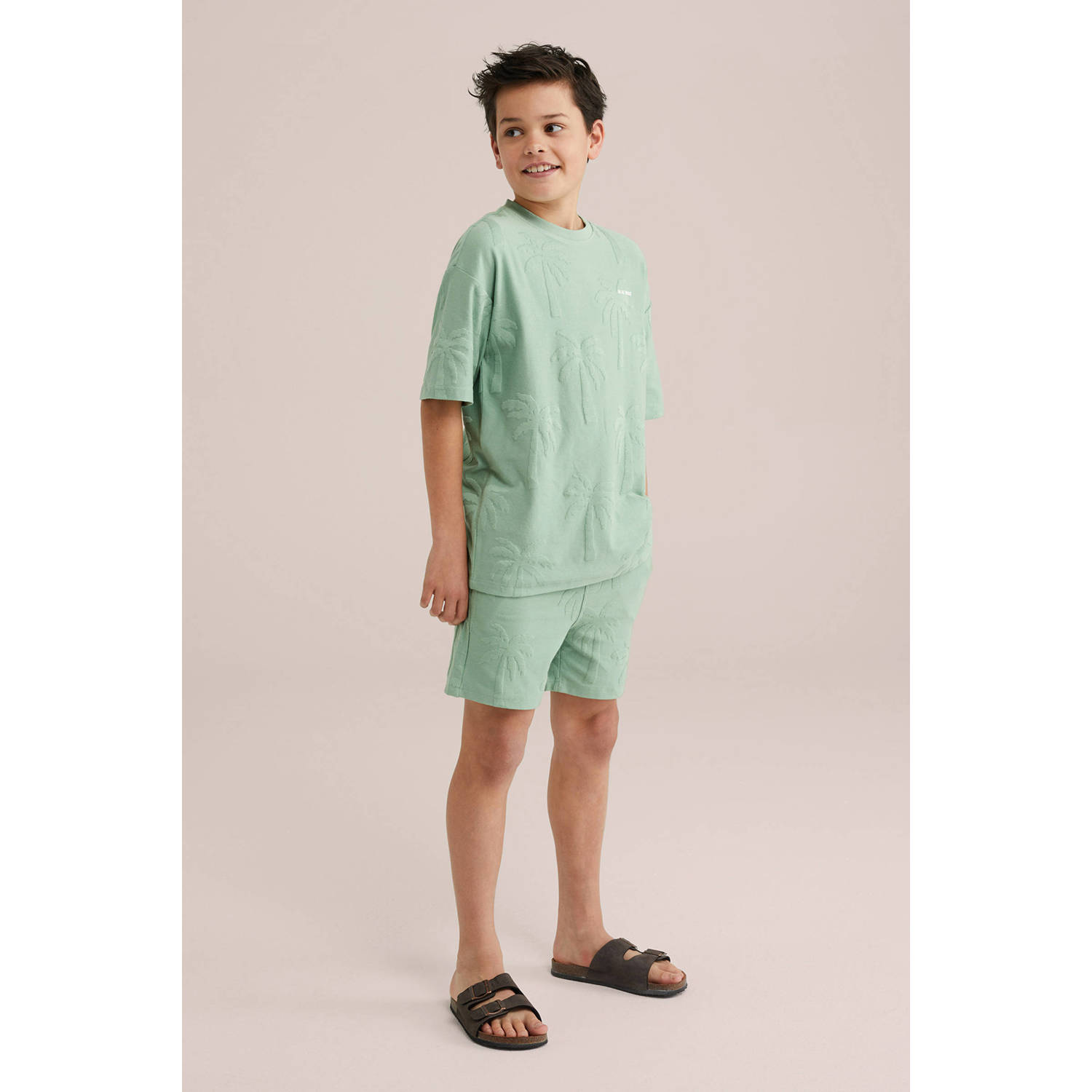 WE Fashion Blue Ridge sweatshort mintgroen