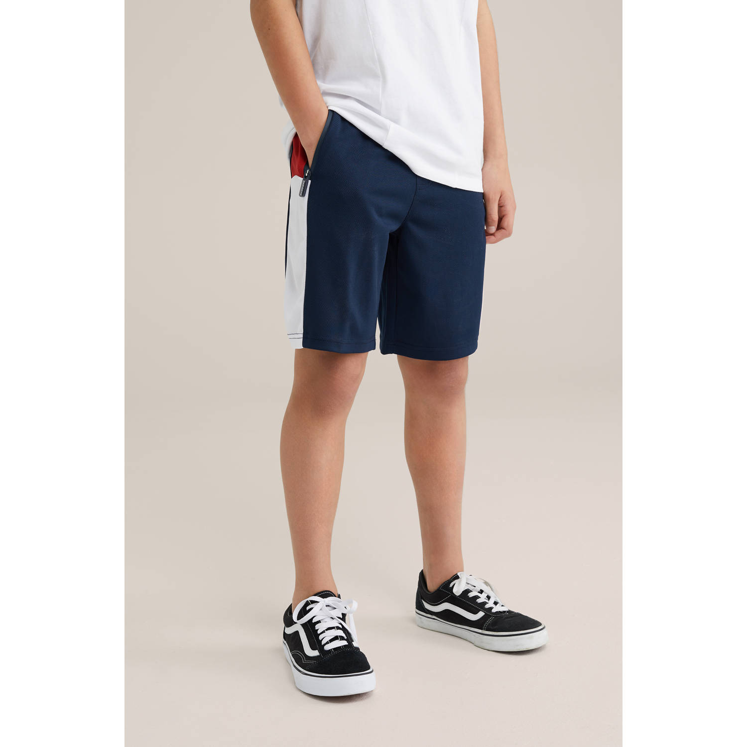 WE Fashion Bad Boys regular fit sweatshort donkerblauw