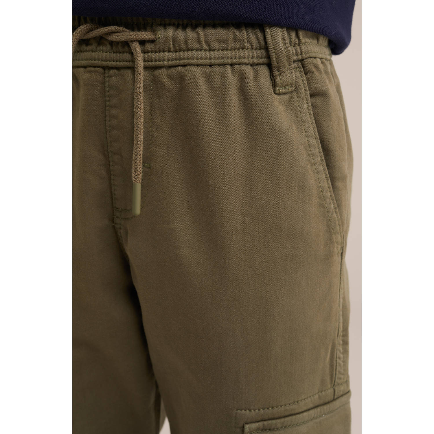 WE Fashion Blue Ridge slim cargo broek kaki
