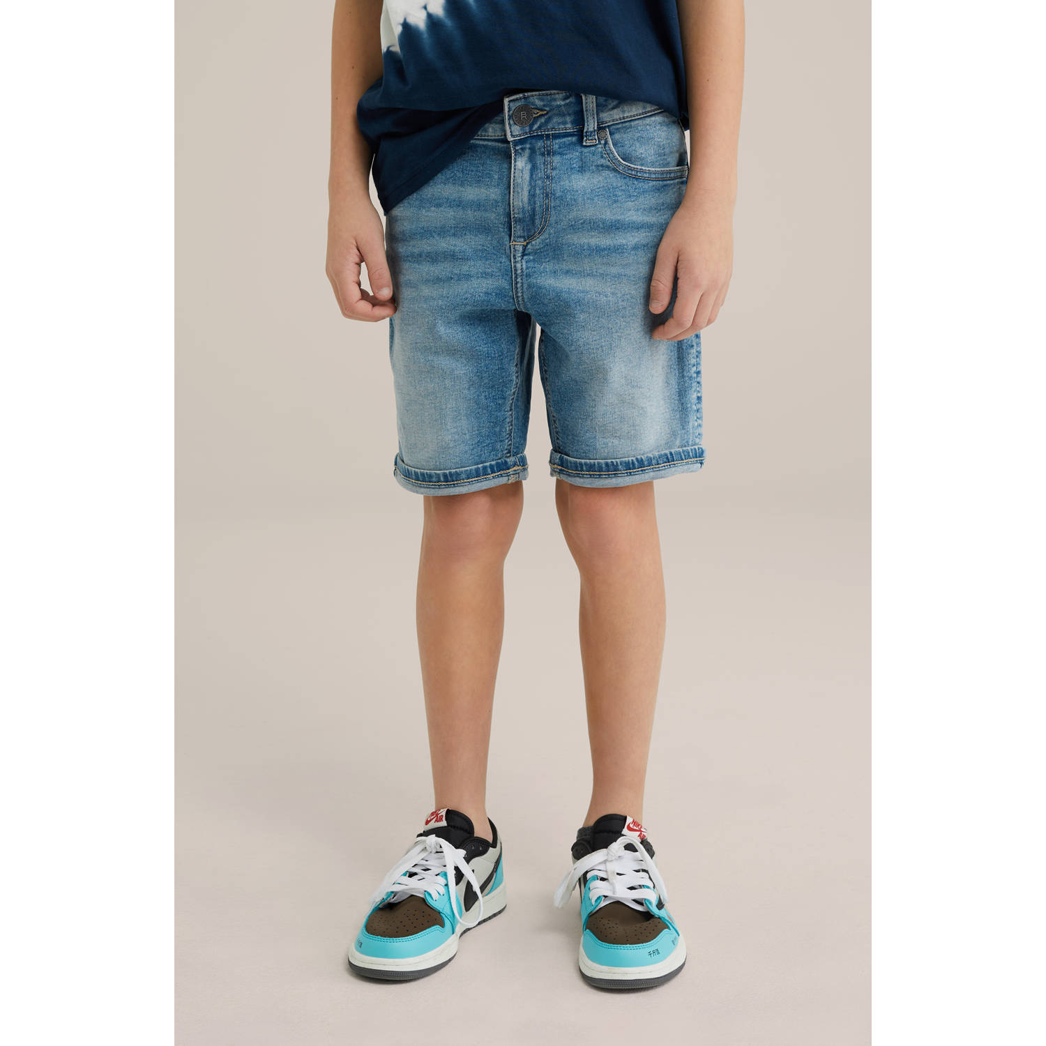 WE Fashion Blue Ridge denim short medium blue denim