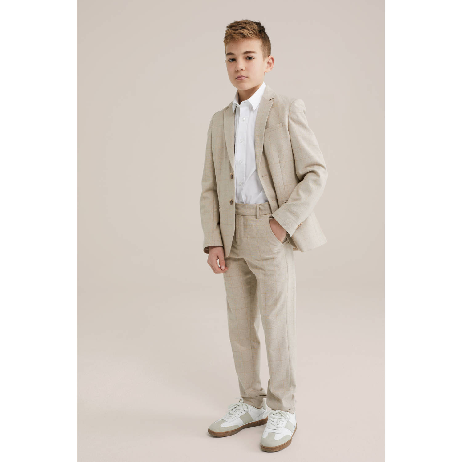 WE Fashion slim pantalon beige
