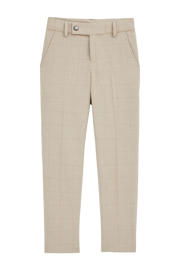 thumbnail: Beige jongens WE Fashion slim pantalon van polyester met ruitenprint