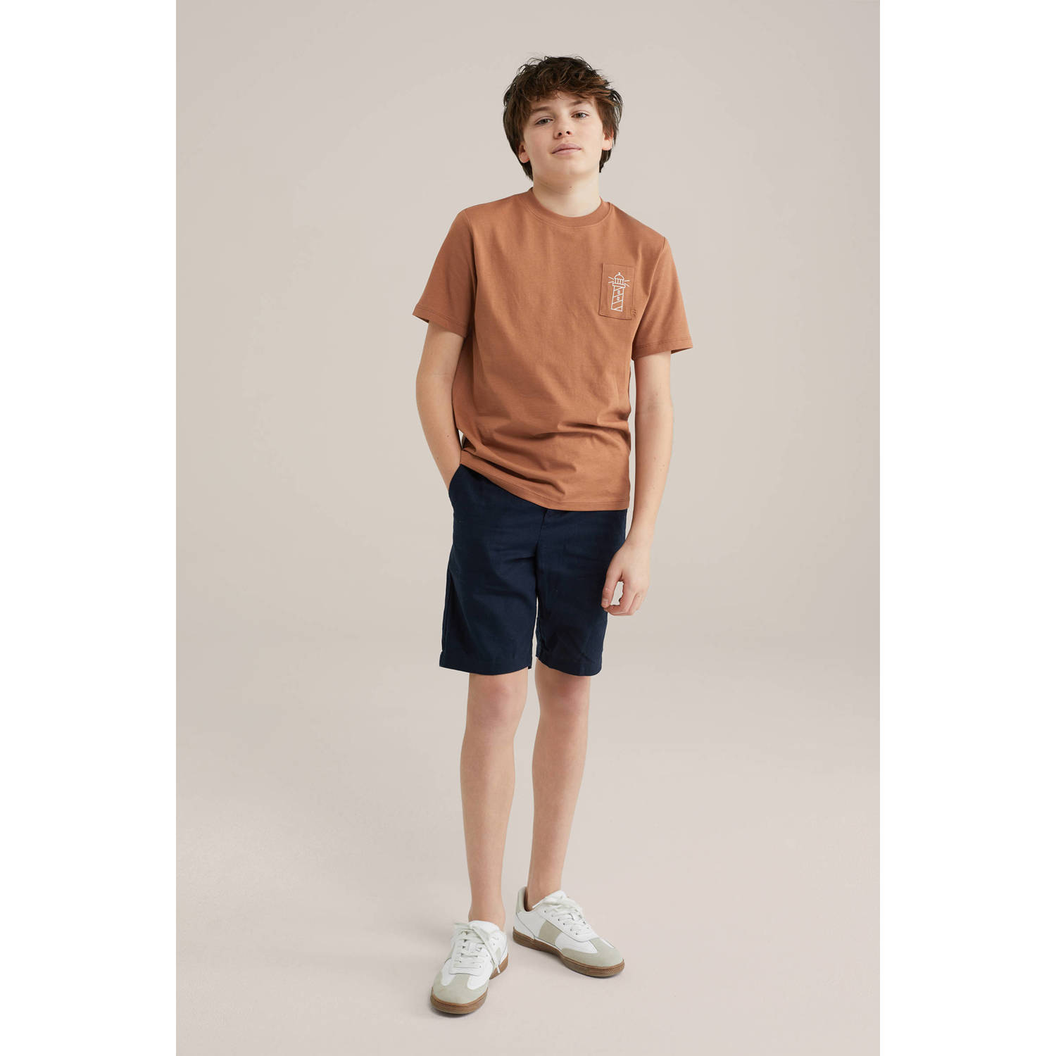 WE Fashion Blue Ridge chino short donkerblauw