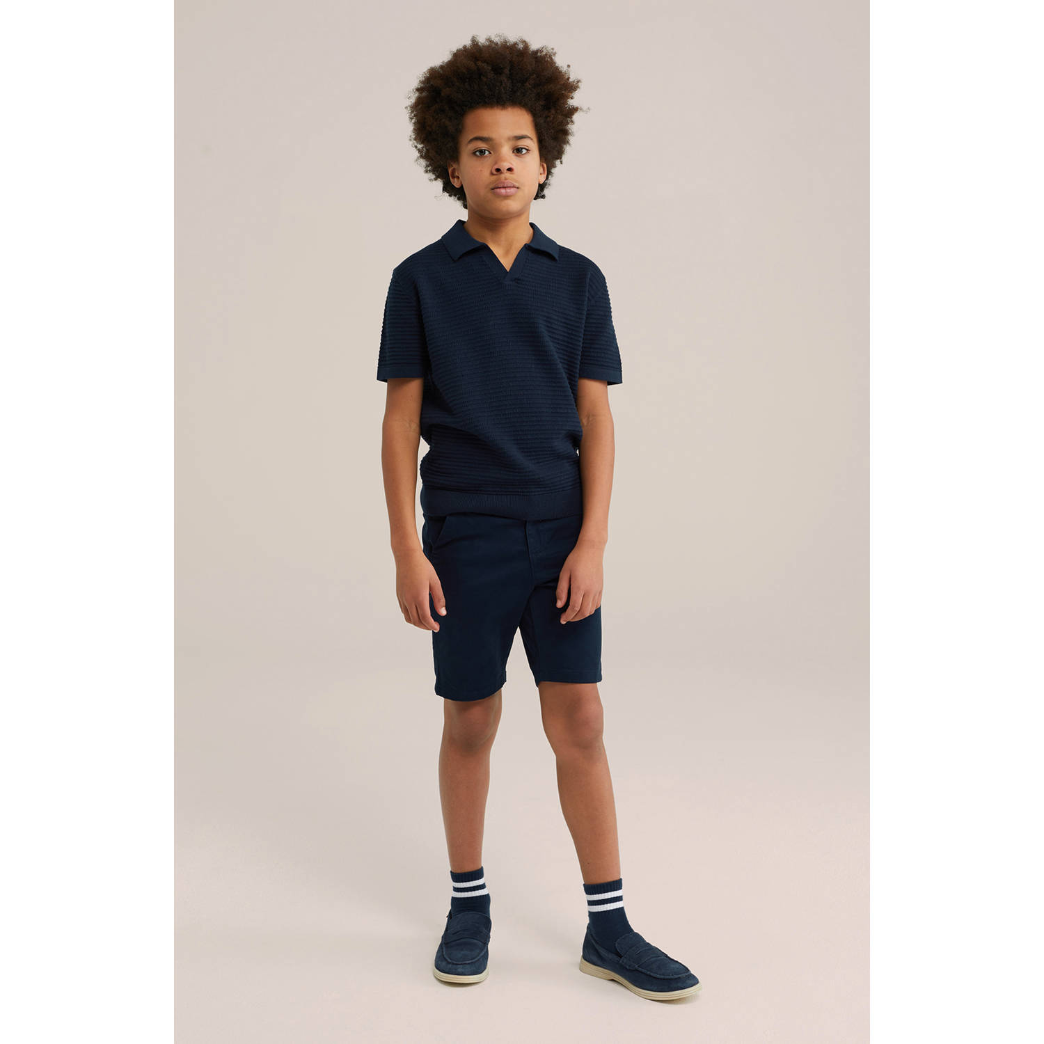 WE Fashion Blue Ridge chino short donkerblauw