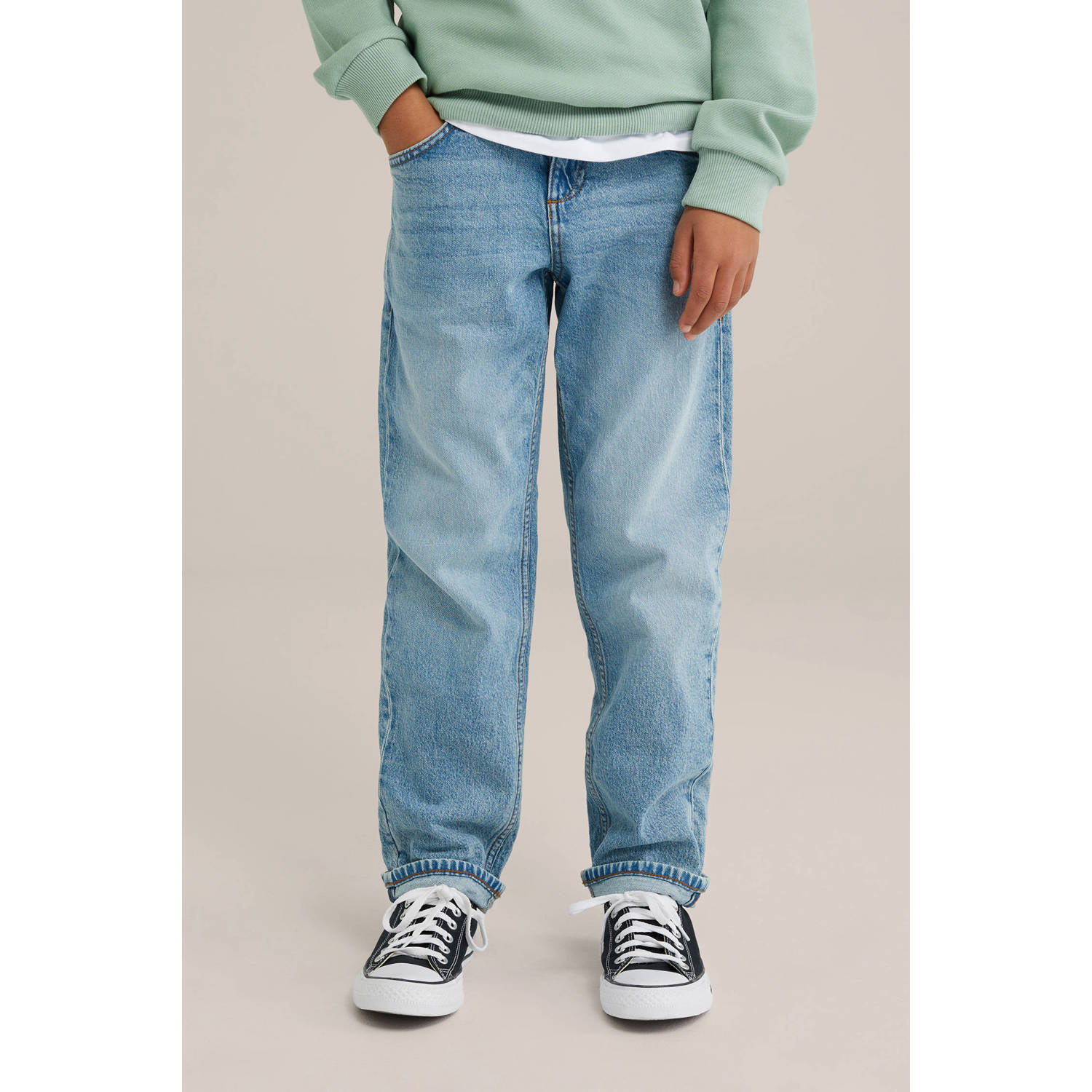 WE Fashion waist regular fit jeans light blue denim