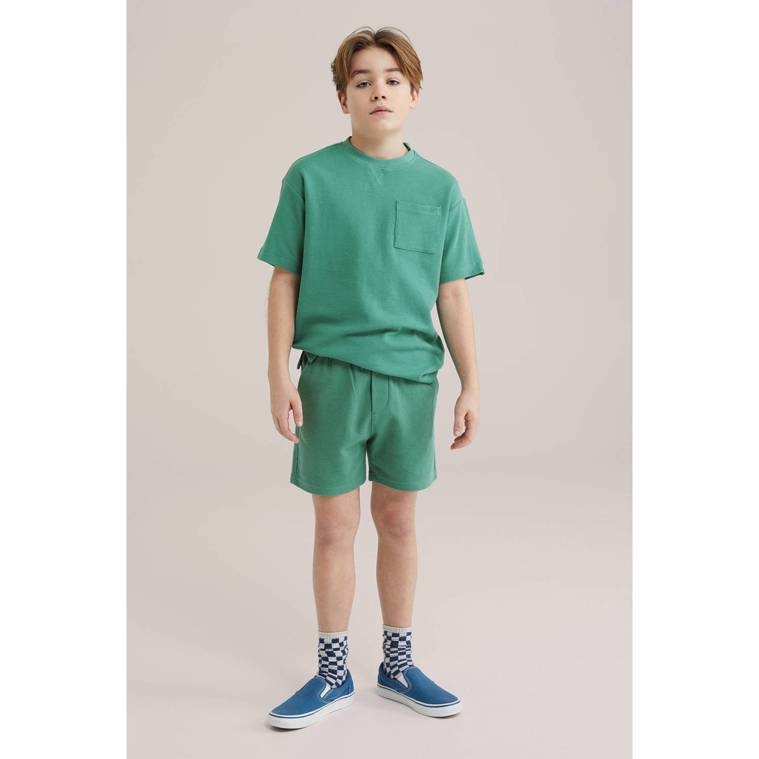 WE Fashion Blue Ridge sweatshort groen