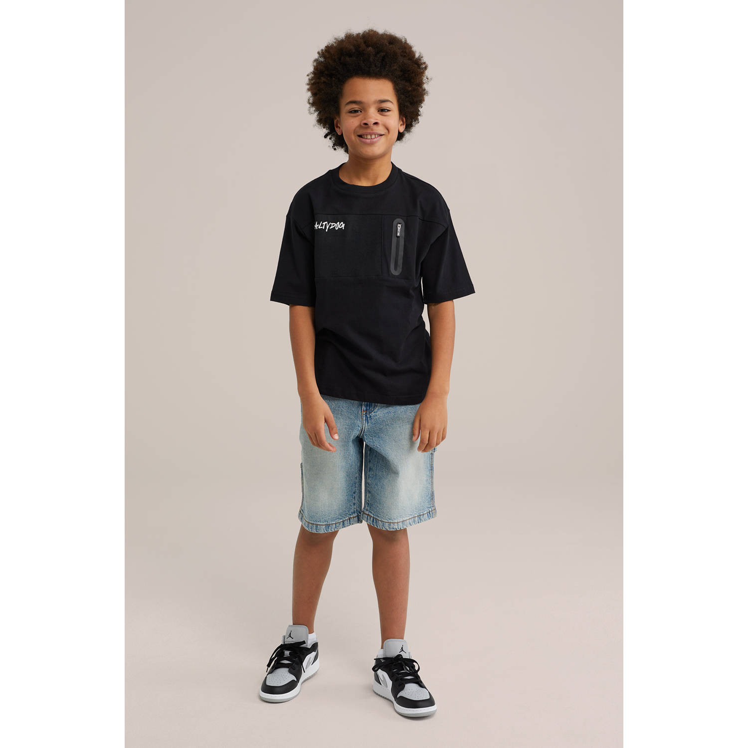 WE Fashion Blue Ridge loose denim short medium blue denim