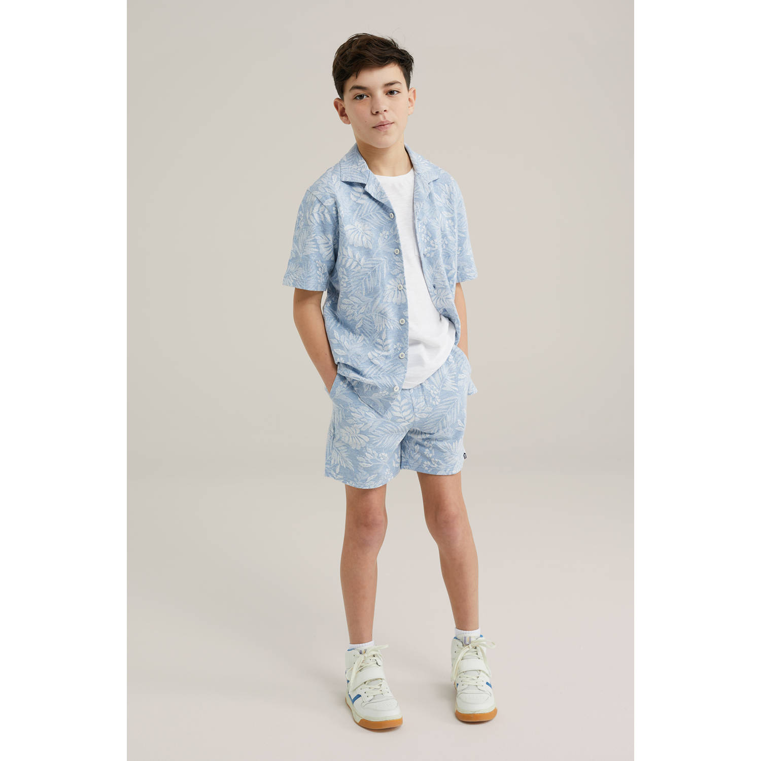 WE Fashion Blue Ridge sweatshort lichtblauw
