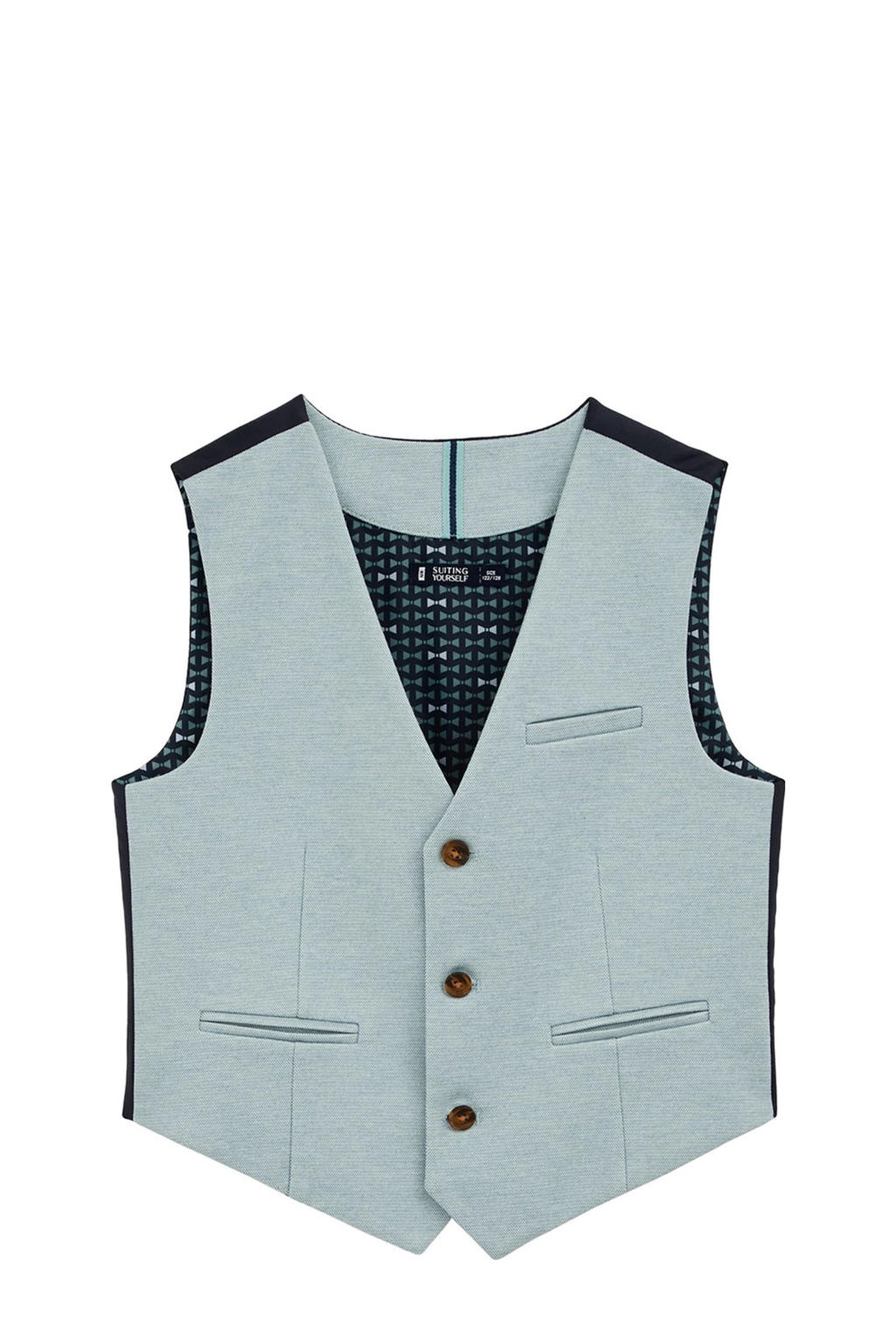 Lichtgroene jongens WE Fashion gilet van polyester met effen en V-hals