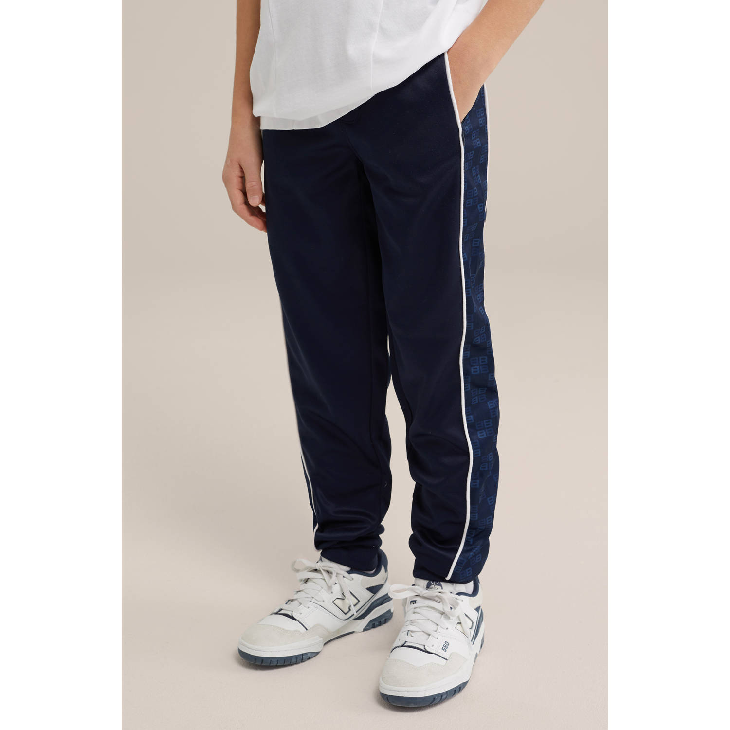 WE Fashion Bad Boys slim joggingbroek donkerblauw