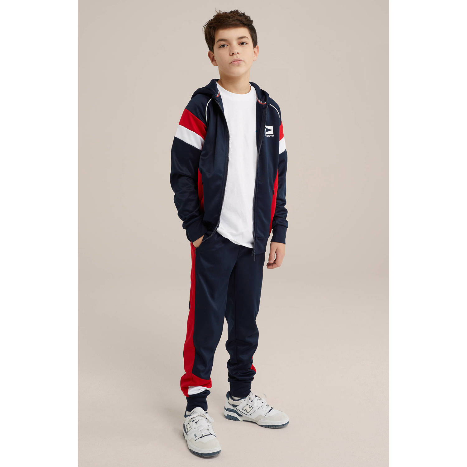 WE Fashion Bad Boys slim joggingbroek donkerblauw