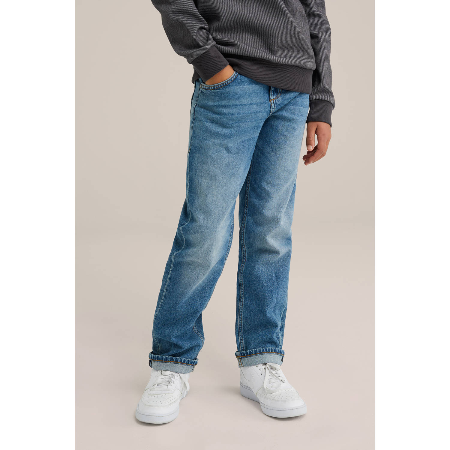 WE Fashion waist regular fit jeans medium blue denim