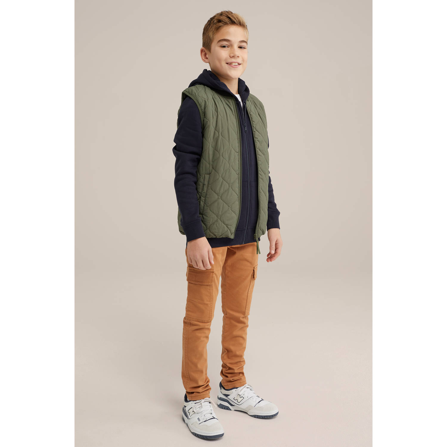 WE Fashion Blue Ridge slim cargo broek oranje