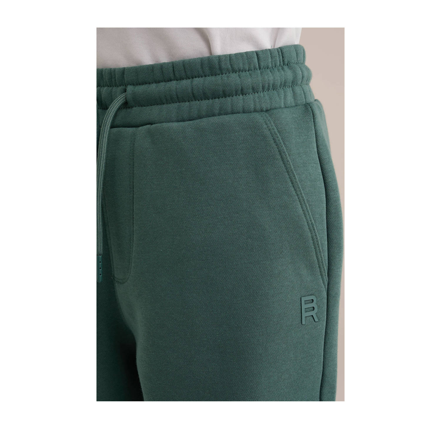 WE Fashion Blue Ridge slim joggingbroek donkergroen