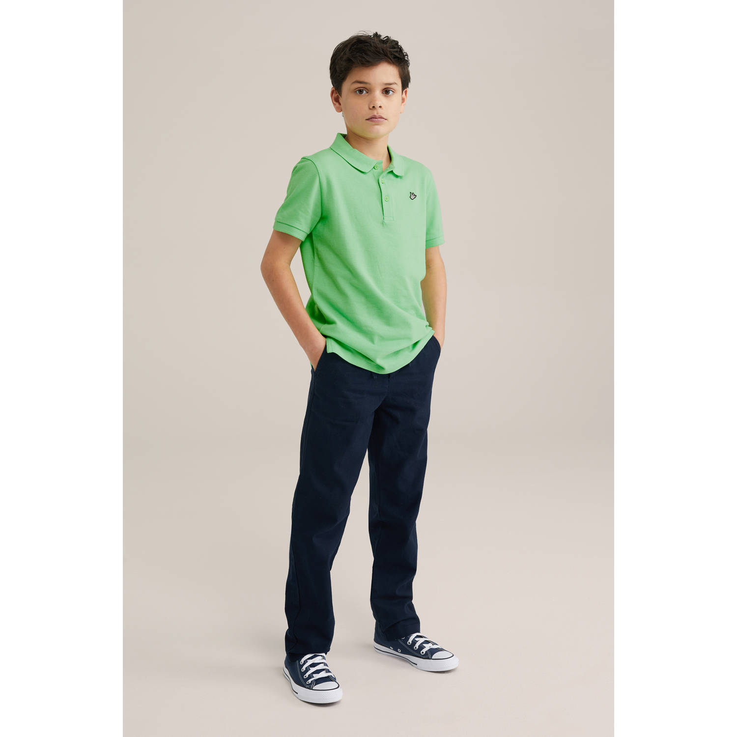 WE Fashion Blue Ridge straight casual broek donkerblauw
