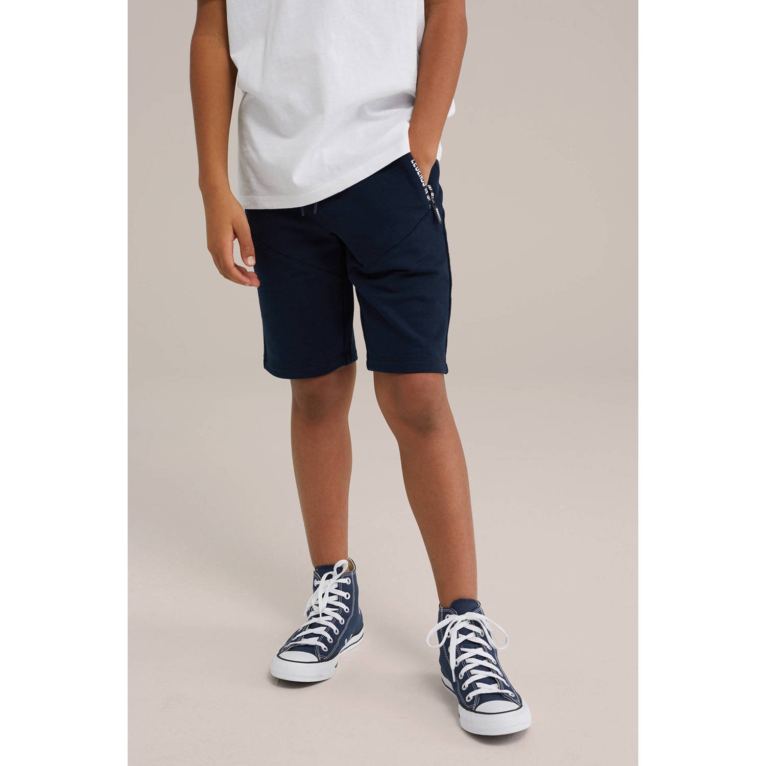 WE Fashion Blue Ridge sweatshort donkerblauw
