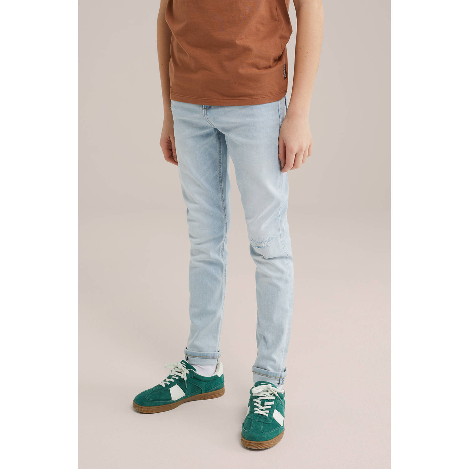 WE Fashion Blue Ridge waist slim fit jeans light blue denim
