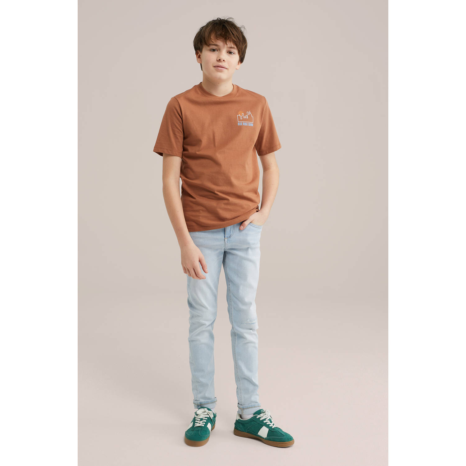 WE Fashion Blue Ridge waist slim fit jeans light blue denim