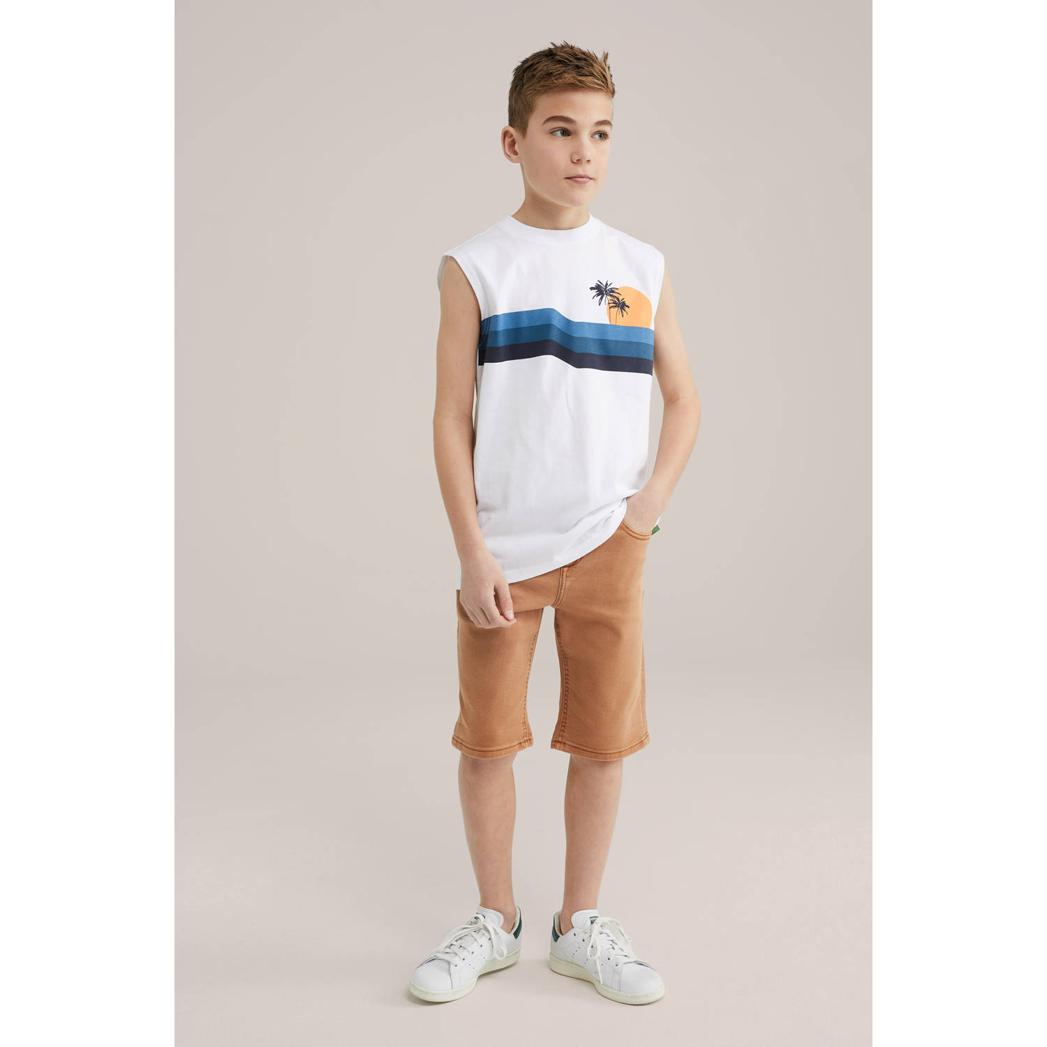 WE Fashion Blue Ridge denim short oranje