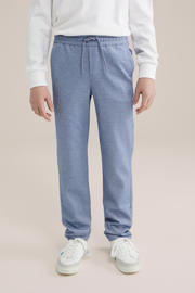 thumbnail: WE Fashion slim casual broek lichtblauw melange