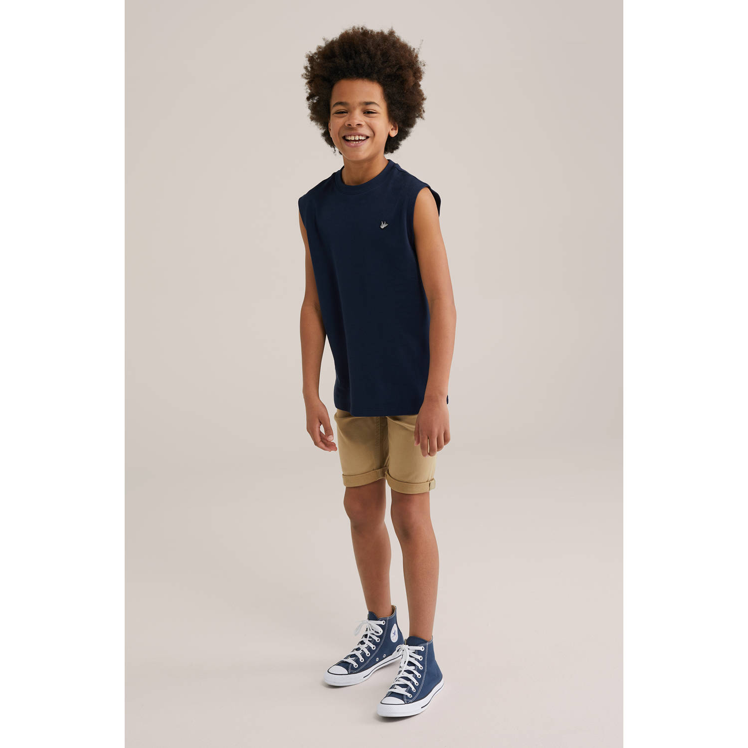 WE Fashion Blue Ridge regular fit denim short lichtbruin
