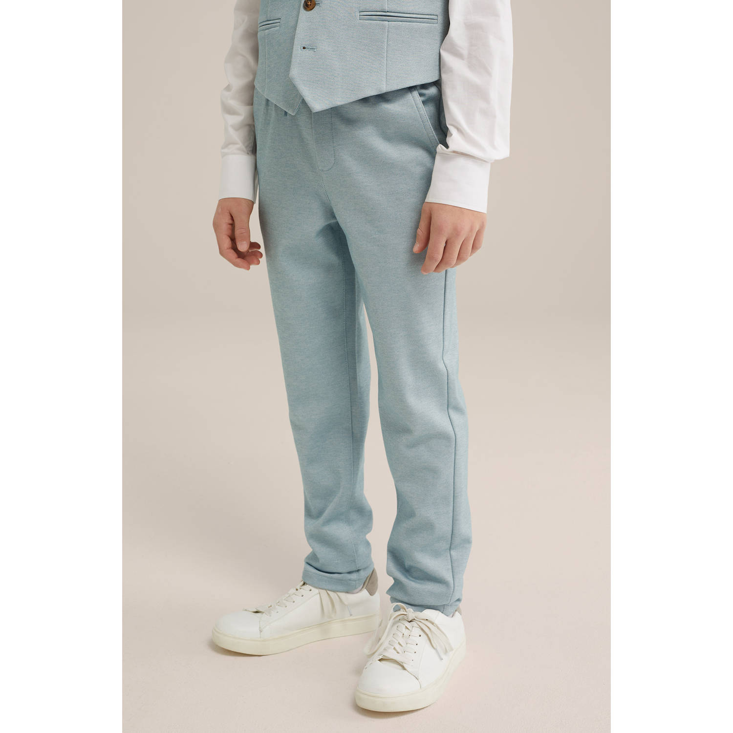 WE Fashion slim casual broek lichtgroen