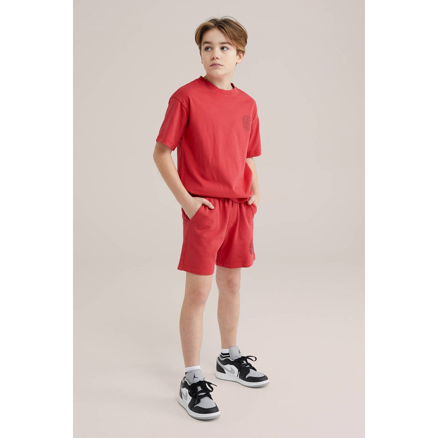 WE Fashion Blue Ridge sweatshort rood